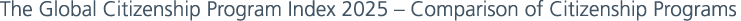 The Global Citizenship Program Index 2025 – Comparison of Citizenship Programs