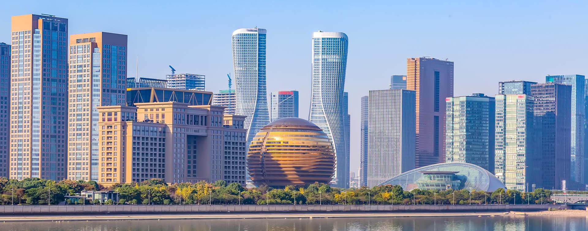 Chinese Hangzhou scenery and city skyline
